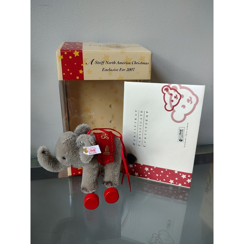 Steiff‎ Christmas tree ornament elephant on wheels circus 669675 lmtd of 1500